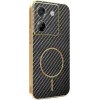 Phonesta Luxury Carbon Fiber Back Cover hoesje met MagSafe voor Xiaomi Poco M7 Pro - Zwart 0