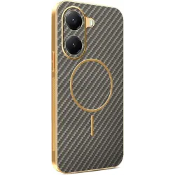 Phonesta Luxury Carbon Fiber Back Cover hoesje met MagSafe voor Xiaomi Poco X7 Pro - Bruin