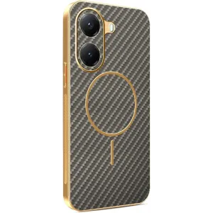 Phonesta Luxury Carbon Fiber Back Cover hoesje met MagSafe voor Xiaomi Poco X7 Pro - Bruin