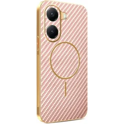 Phonesta Luxury Carbon Fiber Back Cover hoesje met MagSafe voor Xiaomi Poco X7 Pro - Roze