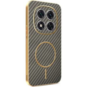 Phonesta Luxury Carbon Fiber Back Cover hoesje met MagSafe voor Xiaomi Redmi Note 14 Pro 4G - Bruin
