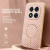 Phonesta Luxury Carbon Fiber Back Cover hoesje met MagSafe voor Xiaomi Redmi Note 14 Pro 4G - Roze 2