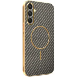 Phonesta Luxury Carbon Fiber Back Cover hoesje met MagSafe voor Samsung Galaxy A16 - Bruin