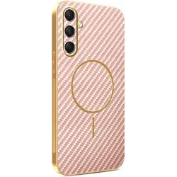Phonesta Luxury Carbon Fiber Back Cover hoesje met MagSafe voor Samsung Galaxy A16 - Roze