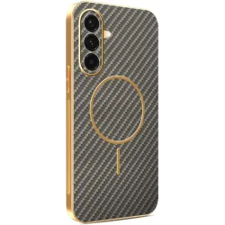 Phonesta Luxury Carbon Fiber Back Cover hoesje met MagSafe voor Samsung Galaxy A36 - Bruin