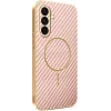 Phonesta Luxury Carbon Fiber Back Cover hoesje met MagSafe voor Samsung Galaxy A36 - Roze 0