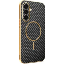 Phonesta Luxury Carbon Fiber Back Cover hoesje met MagSafe voor Samsung Galaxy A36 - Zwart
