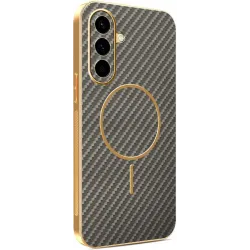 Phonesta Luxury Carbon Fiber Back Cover hoesje met MagSafe voor Samsung Galaxy A56 - Bruin