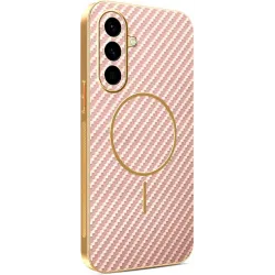 Phonesta Luxury Carbon Fiber Back Cover hoesje met MagSafe voor Samsung Galaxy A56 - Roze