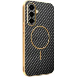 Phonesta Luxury Carbon Fiber Back Cover hoesje met MagSafe voor Samsung Galaxy A56 - Zwart