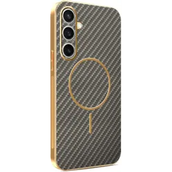 Phonesta Luxury Carbon Fiber Back Cover hoesje met MagSafe voor Samsung Galaxy S24 FE - Bruin