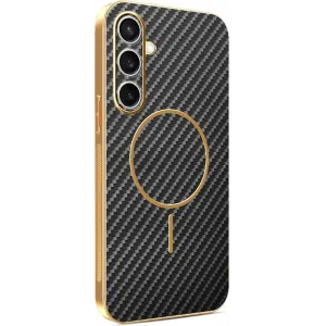 Phonesta Luxury Carbon Fiber Back Cover hoesje met MagSafe voor Samsung Galaxy S24 FE - Zwart