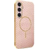 Phonesta Luxury Carbon Fiber Back Cover hoesje met MagSafe voor Samsung Galaxy S25 Plus/S24 Plus - Roze 0