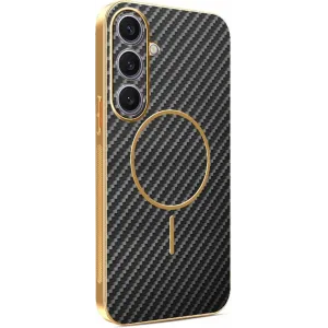 Phonesta Luxury Carbon Fiber Back Cover hoesje met MagSafe voor Samsung Galaxy S25 Plus/S24 Plus - Zwart
