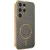 Phonesta Luxury Carbon Fiber Back Cover hoesje met MagSafe voor Samsung Galaxy S25 Ultra - Bruin 0
