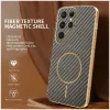 Phonesta Luxury Carbon Fiber Back Cover hoesje met MagSafe voor Samsung Galaxy S25 Ultra - Bruin 1