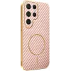 Phonesta Luxury Carbon Fiber Back Cover hoesje met MagSafe voor Samsung Galaxy S25 Ultra - Roze 0