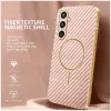Phonesta Luxury Carbon Fiber Back Cover hoesje met MagSafe voor Samsung Galaxy S25/S24 - Roze 1
