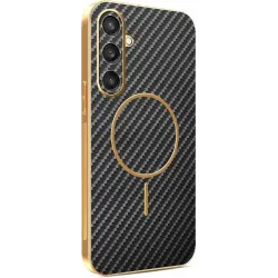 Phonesta Luxury Carbon Fiber Back Cover hoesje met MagSafe voor Samsung Galaxy S25/S24 - Zwart