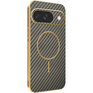 Phonesta Luxury Carbon Fiber Back Cover hoesje met MagSafe voor Google Pixel 9 - Bruin