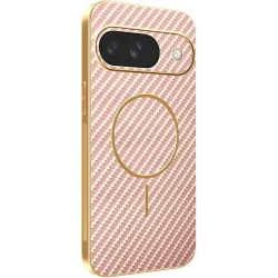 Phonesta Luxury Carbon Fiber Back Cover hoesje met MagSafe voor Google Pixel 9 - Roze