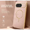 Phonesta Luxury Carbon Fiber Back Cover hoesje met MagSafe voor Google Pixel 9 - Roze 1