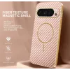 Phonesta Luxury Carbon Fiber Back Cover hoesje met MagSafe voor Google Pixel 9 Pro - Roze 1