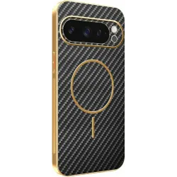 Phonesta Luxury Carbon Fiber Back Cover hoesje met MagSafe voor Google Pixel 9 Pro - Zwart