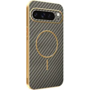 Phonesta Luxury Carbon Fiber Back Cover hoesje met MagSafe voor Google Pixel 9 Pro XL - Bruin