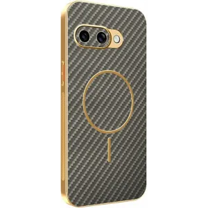 Phonesta Luxury Carbon Fiber Back Cover hoesje met MagSafe voor Google Pixel 9a - Bruin