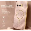 Phonesta Luxury Carbon Fiber Back Cover hoesje met MagSafe voor Google Pixel 9a - Roze 1