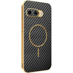 Phonesta Luxury Carbon Fiber Back Cover hoesje met MagSafe voor Google Pixel 9a - Zwart