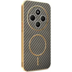 Phonesta Luxury Carbon Fiber Back Cover hoesje met MagSafe voor Xiaomi Redmi 14C / Xiaomi Poco C75 - Bruin