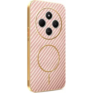 Phonesta Luxury Carbon Fiber Back Cover hoesje met MagSafe voor Xiaomi Redmi 14C / Xiaomi Poco C75 - Roze