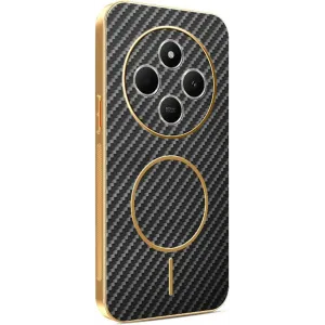 Phonesta Luxury Carbon Fiber Back Cover hoesje met MagSafe voor Xiaomi Redmi 14C / Xiaomi Poco C75 - Zwart