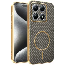 Phonesta Luxury Carbon Fiber Back Cover hoesje met MagSafe voor Xiaomi 15T - Bruin