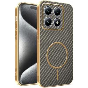 Phonesta Luxury Carbon Fiber Back Cover hoesje met MagSafe voor Xiaomi 15T - Bruin