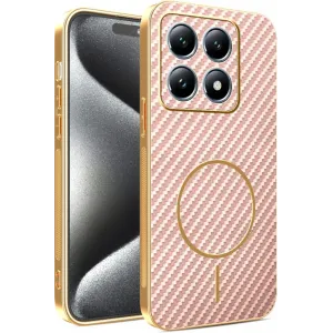 Phonesta Luxury Carbon Fiber Back Cover hoesje met MagSafe voor Xiaomi 15T - Roze