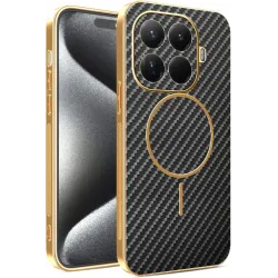 Phonesta Luxury Carbon Fiber Back Cover hoesje met MagSafe voor Xiaomi 15T Pro - Zwart