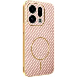 Phonesta Luxury Carbon Fiber Back Cover hoesje met MagSafe voor Oppo Find X9 - Roze