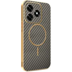 Phonesta Luxury Carbon Fiber Back Cover hoesje met MagSafe voor HONOR X5c Plus - Bruin