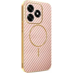 Phonesta Luxury Carbon Fiber Back Cover hoesje met MagSafe voor HONOR X5c Plus - Roze