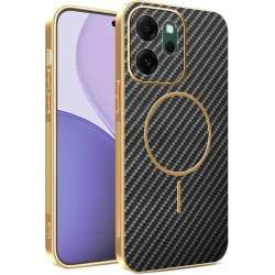 Phonesta Luxury Carbon Fiber Back Cover hoesje met MagSafe voor Oppo Reno14 F/FS - Zwart