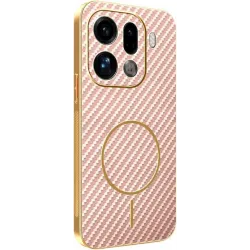 Phonesta Luxury Carbon Fiber Back Cover hoesje met MagSafe voor Oppo Find X9 Pro - Roze