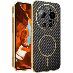 Phonesta Luxury Carbon Fiber Back Cover hoesje met MagSafe voor Xiaomi 17 Ultra - Zwart