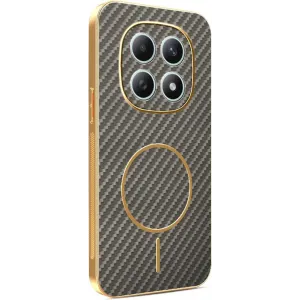 Phonesta Luxury Carbon Fiber Back Cover hoesje met MagSafe voor Xiaomi Redmi Note 15 4G/5G / Xiaomi Poco M8 - Bruin