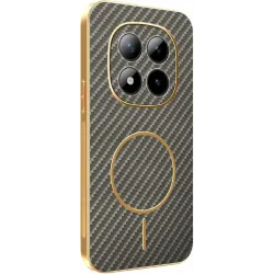 Phonesta Luxury Carbon Fiber Back Cover hoesje met MagSafe voor Xiaomi Redmi Note 15 Pro Plus / Xiaomi Poco M8 Pro - Bruin