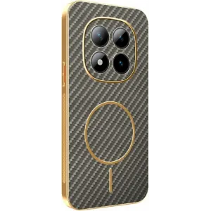 Phonesta Luxury Carbon Fiber Back Cover hoesje met MagSafe voor Xiaomi Redmi Note 15 Pro Plus / Xiaomi Poco M8 Pro - Bruin
