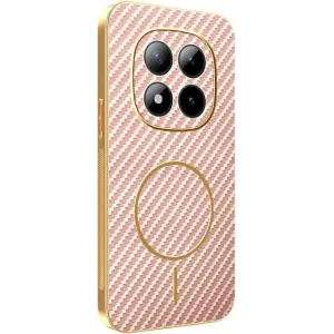 Phonesta Luxury Carbon Fiber Back Cover hoesje met MagSafe voor Xiaomi Redmi Note 15 Pro Plus / Xiaomi Poco M8 Pro - Roze