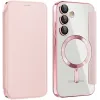 Phonesta Luxury Crystal Book Wallet Case hoesje met MagSafe voor Samsung Galaxy S24 FE - Roze